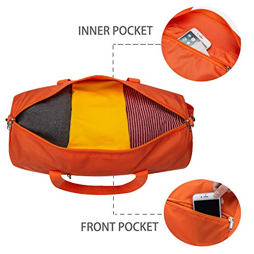 Vorspack Duffel Bag 28 Inches Foldable Lightweight Gym Bag with Inner Pocket for Travel Sports - Orange