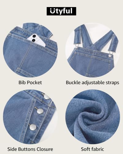 Utyful Denim Overalls for Women Straight Wide Leg Boyfriend Jean Jumpsuit - image 4