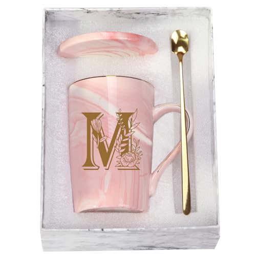 WENSSY Pink Letter M Personalized Coffee Mug