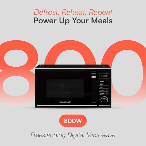 Cookology CFSDI20LBK 800W Freestanding Microwave in Black - 20 Litre Capacity - Digital Microwave - 25cm Turntable - Time Quick Defrost Setting - 8 Cooking Functions - Image 3