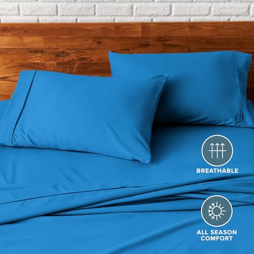 Image of Bare Home Microfiber Pillow Cases - King Size Set of 2 - Cooling Pillowcases - Double Brushed - Medium Blue Pillowcases 2 Pack - Easy Care (King Pillowcase Set of 2, Medium Blue)