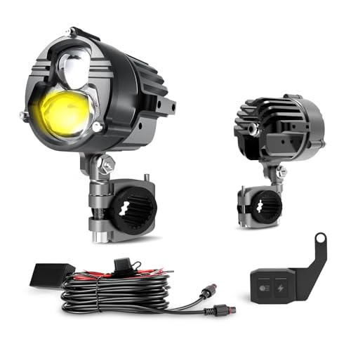 BraveWAY 100W Motorcycle Fog Lights Kit Auxiliary Driving Light Amber White Dual...