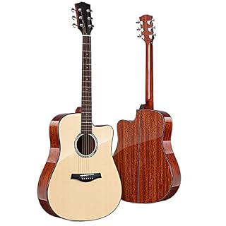 Guitare acoustique à pan coupé 41″ pour débutant – Taille standard 6 cordes Dreadnought Natural W/Gig Bag, accordeur, cordes en acier, médiators, sangle, capodastre, pour débutants/adultes - Les Beatles, Paul McCartney, John Lennon, RIngo Starr, George Harrison