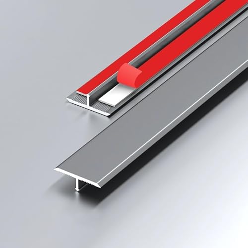 GFYHTN Profilé De Transition De Sol en Aluminium De 90cm, Baguettes De Séparation Autocollant en T, Bande De Transition pour Stratifié/carrelage, Installation Facile(Gray,W2cm(0.8in))