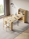 ensemble table chaise buffet Design Élégant & Neutre – S’intègre à Tout Intérieur​: Silhouette sobre aux lignes épurées, combinant ​naturel et gris​ : une esthétique moderne qui s’harmonise avec tous les styles de cuisine, salon ou salle à manger. La porte vitrée ajoute une touche de sophistication discrète.