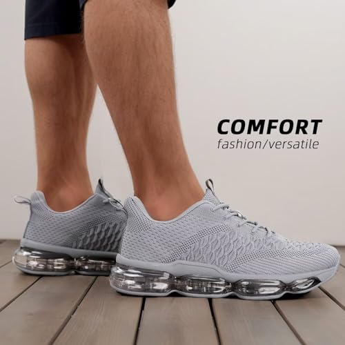 Image of Pozvnn Mens Air Cushion Running Shoes Fashion Casual Walking Tennis Sneakers Non Slip Breathable Trail Sport Gym