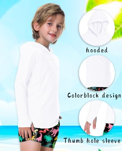 Image of AOBUTE Unisex Kids Long Sleeve Hoodie Rash Guard Boys UPF 50+ Swim Top with Thumb Hole 3-12 Years
