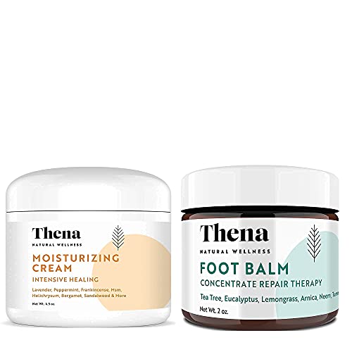 THENA Intensive Moisturizing Cream for Eczema Psoriasis Dry Skin and Tea Tree Oil Antifungal Cream Extra Strength Bundle