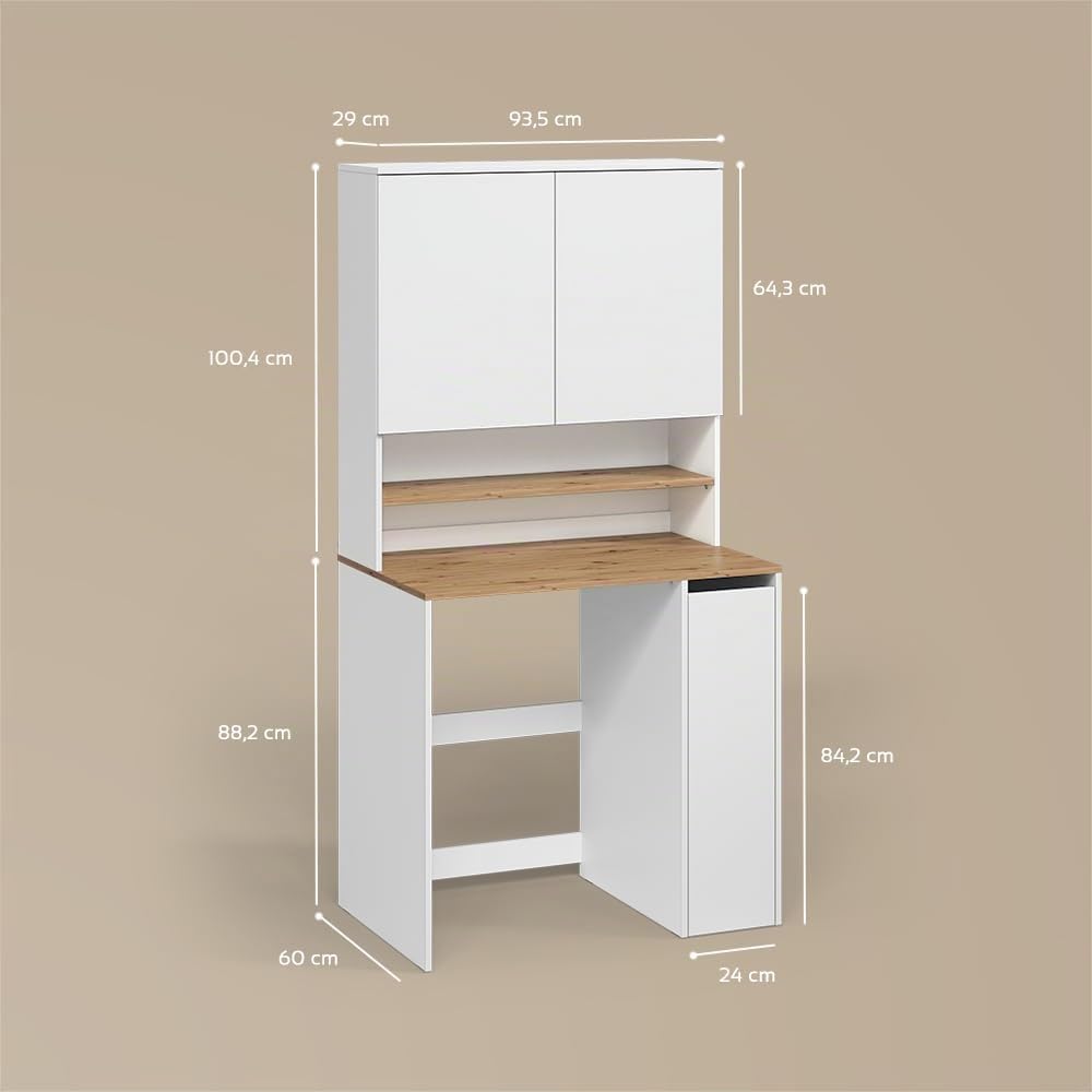 Livinity Armoire Machine à Laver Paolina, Blanc/Artisan, 93.6x88.2cm | 2 pièces avec étagèreEspace supplémentaire au-dessus de l'appareil pour ranger les détergents et les accessoires