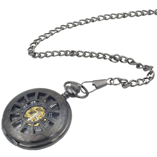 Earth Therapy Dark Windows in Time – Relógio de bolso Steampunk com corrente – Relógio Neo Vitoriano