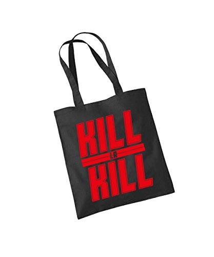 Preisvergleich Produktbild clothinx - Kill Senketsu Kill - Baumwolltasche Schwarz, langer Henkel