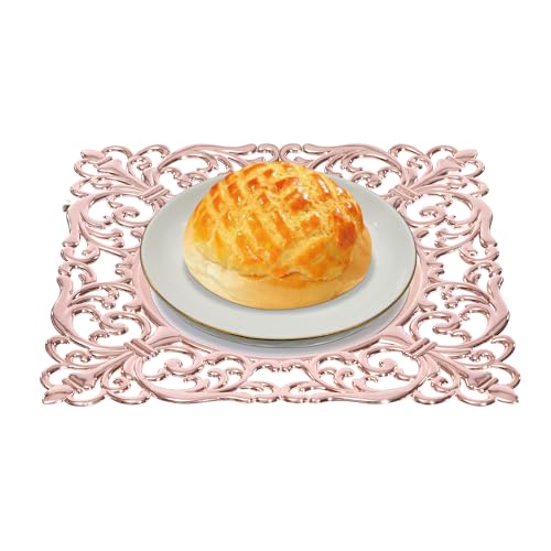 Platos cuadrados reutilizables rosa dorado 6 unidades miniatura 4