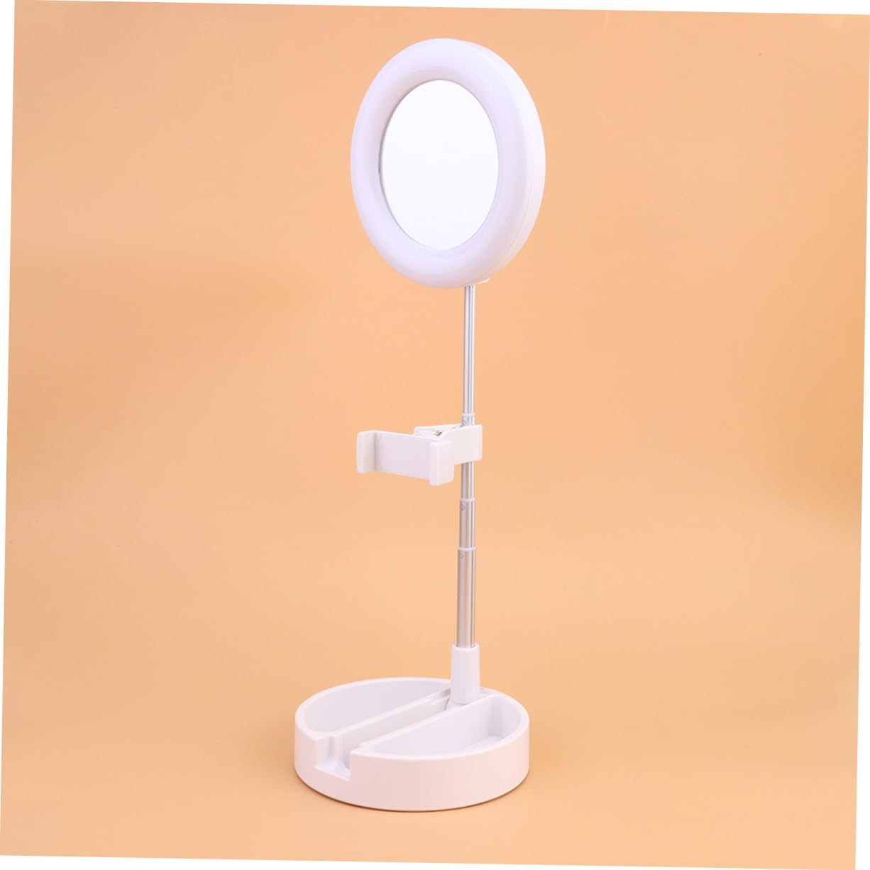 Lampada da Tavolo LED con Luce ad Anello per Selfie e Trucco Supporto Regolabile per Cellulare Multifunzione con Controllo Luminosità per Video Fotografia e Makeup