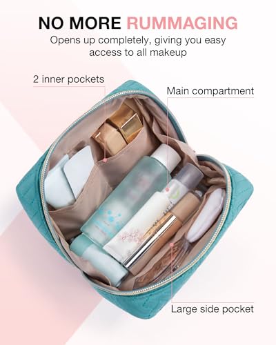 Image of BAGSMART Small Makeup Bag, Travel Cosmetic Bag Make Up Pouch Small Travel Zipper Pouch,Water-resistant Toiletry Bag,Makeup Organizer Bag for Women, Blue