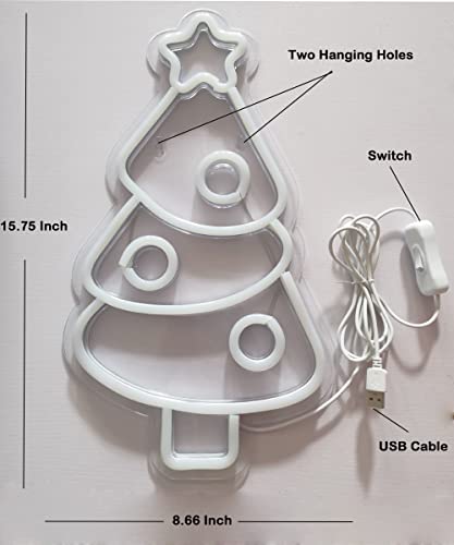 Image of Christmas Tree Neon Signs for Xmas Wall Decor LED Xmas Tree Neon Light Sign for Christmas Party, Bar, Home, Bedroom Decor