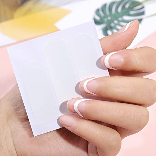 French Manicure Nail Art Stickers, Wave Smile Circle Designs Self-Adhesive Nail Art Tips Guides For Diy Decoration Stencil Tools #TOP3