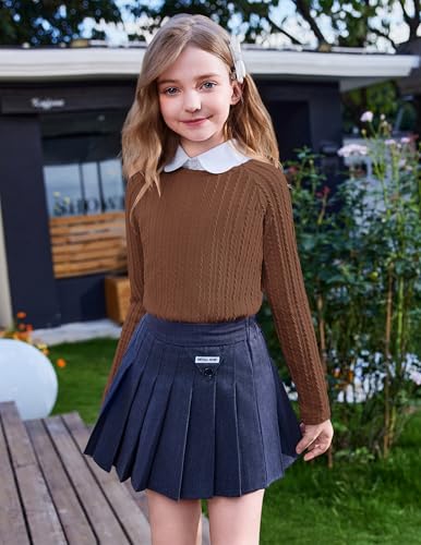 Arshiner Girls Raglan Long Sleeves Shirts Textured Knit Tops for Girls Casual Soft Kids Loose Blouse Tee3