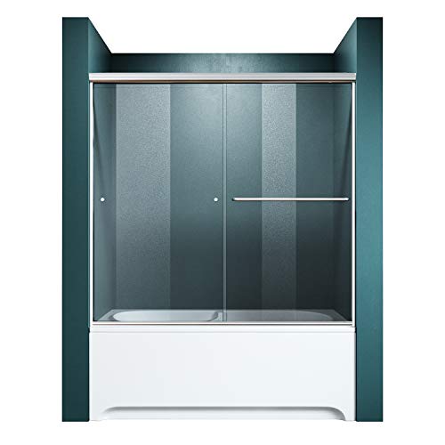 ELEGANT 58.5-60 in. W x 57 3/8 in. H Bypass Sliding Bathtub Glass Doors, Semi-Frameless Shower Door with 1/4 in. Clear Tempered Glass, Chrome Finish