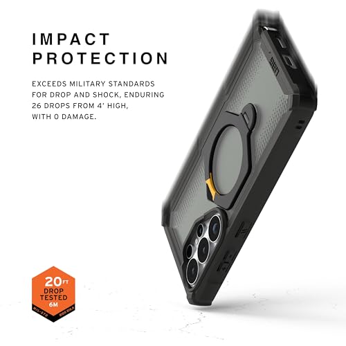 Image of Urban Armor Gear UAG Designed for Galaxy S26 Ultra 5G Case, Plasma XTE - Compatible with Magnetic Charging with Kickstand Fully Rotates 360 Degrees, Transparent Rugged Protective Cover - Black /Yellow