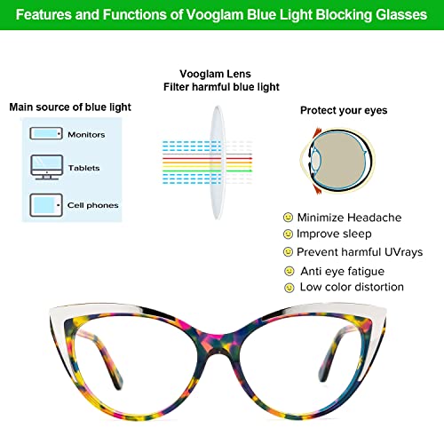 Image of VOOGLAM Cat Eye Blue Light Blocking Glasses for Women Anti UV Eyestrain Eyewear Langley GWX768674