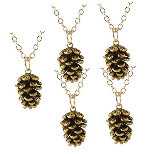 BESPORTBLE 5 Piezas Collar de Piña de Pino Dorado Navidad de Colgantes Vintage para Suéter Fiestas Especiales Adornos Elegantes