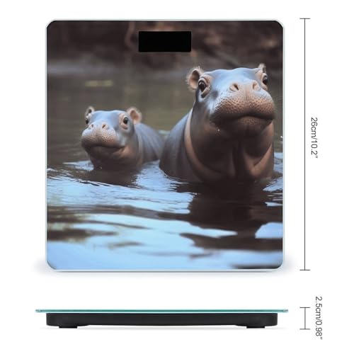 Báscula Digital Baby Hippos 400 lb Vidrio Templado miniatura 2