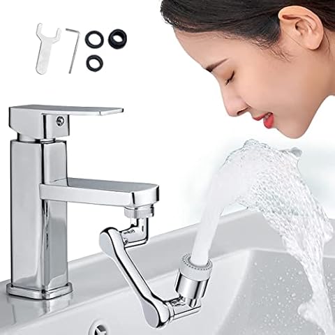 Wasserhahn Strahlregler Schwenkbarere 1080° Drehbar Wasserhahn Sprühkopf,Universal Spritzfilter Wasserhahn,Mischdüse 2-Strahlen,Massiv Messing Verlängerung Aufsatz Cover