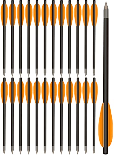 HUNTSPM 6.3" Carbon Crossbow Bolts Arrows with Sharp Steel Tips for 50-80lbs Pistol Crossbow Precision Target,Great for Practicing Shooting Target, Small Hunting (12pcs orange) - Image 2