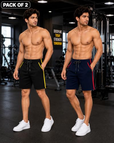 Image of LEELOUIS Men's Cotton Premium Shorts -2 Side Pockets | Idael for Gym,Travel for Daily Use (in, Alpha, M, Black)