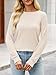 Fisoew Pullover Damen Langarmshirt Leichter Rundhals Casual Strickpullover Oberteil Loose Fit Pulli Sweatshirt,Aprikose,M