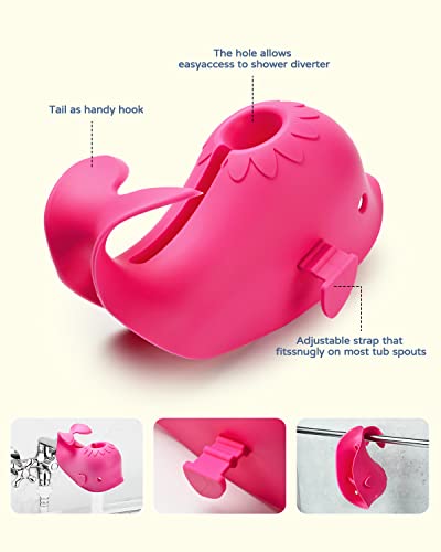 Mandoo Faucet Cover Bathtub Baby, Bath Spout Cover For Baby, Bath Faucet Cover For Kids, Tub Spout Cover Bathtub Faucet Cover Kids Safety, Protection Baby Universal Bath Silicone Toys Whale Pink #TOP3