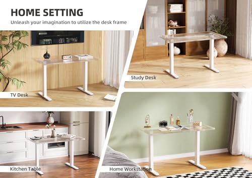 Image of Claiks Dual Motor Standing Desk Frame, Electric Stand Up Desk Legs Frame Workstation Up to 63 inch,T-Shaped Adjustable Standing Computer Desk for Home and Office, (White Frame only)