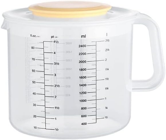 2.5L Large Capacity Baking Measuring Cup Scale Mixing Bowl with Lid Transparent Mixing Cup for Home Kitchen, Clear (Clear)