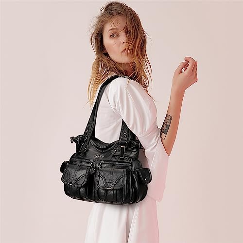Image of KL928 Women's Shoulder Purse Large Hobo Tote PU Leather Multi-Pocket Bag | Large capacity, water-resistant, easy-clean, adjust strap, fits 10.2 inchipad, pockets, compartments, zipper, shop, travel, daily