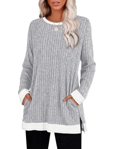 Image of Sampeel Long Sleeve Shirts for Women Tunic Sweaters Fall Fashion Outfits | Sweaters for Women, Early Fall Fashion Must Haves 2026, Long Tunic Tops, Vacation Outfits, Autumn, Plus Size Blouses