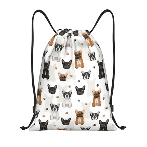 Zaino con coulisse – carino zaino francese Bulldog_D piccolo con coulisse per palestra sportiva, Nero, M