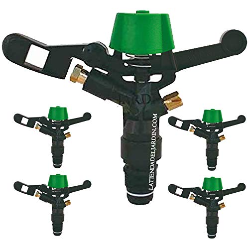 Suinga Aspersor de Riego Agricola Circular 3/4'' Antiheladas Boquilla Laton | Pack 5 Aspersores 13-18 m | Aspersor de Jardin 360º