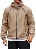 Yousify Mens Lightweight Jacket Full Zip Hooded Reflective Athletic Jacket Unlined Quick-drying Coat for Cycling Outdoor