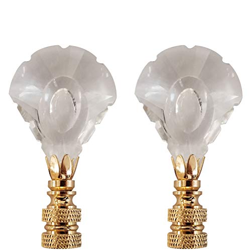 Image of Royal Designs Arrowhead Center Cut Design Lamp Finial, Clear Faceted Crystal, Polished Brass Base, Set of 2