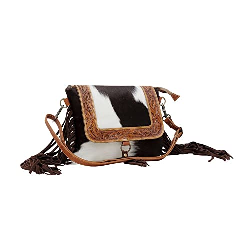 Western Leather Shoulder Bag for Women - Upcycled Cotton Hairon Crossbody Bag with Tassel Alina2