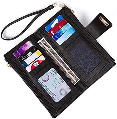 Av A Dos Kadın Deri Siyah Telefon Nakit Bozuk Para Bölmeli Kartlık Kilitli Bilek El Askılı Portföy Cüzdan - Görsel 6