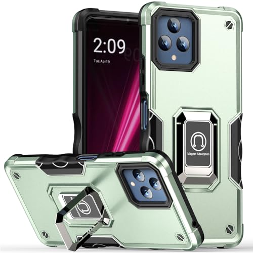 Tortway Case for T-Mobile Revvl 6 5G with Kickstand & Magnetic Car Mount - Shockproof Camera Protective Case (Green)