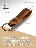 SCHWEGLER.online Schlüsselanhänger personalisiert Leder mit Wunsch-Gravur, handgemacht, Materialstärke 2mm, pflanzlich gegerbt, Geschenkverpackung möglich (braun)