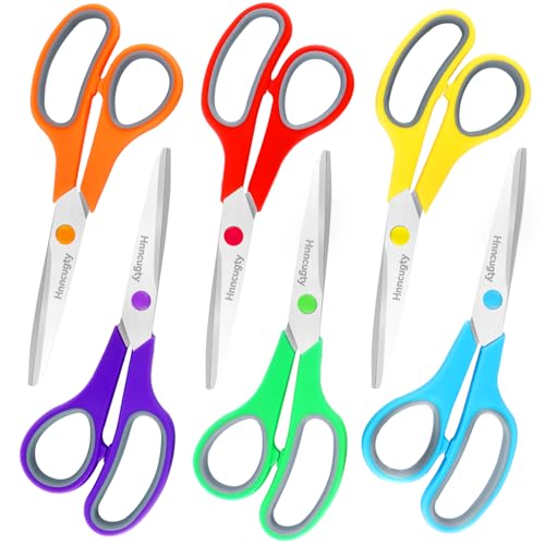 Image of Scissors, Hnncugty 8 inch Scissors All Purpose Heavy Duty Bulk Set of 6-Pack