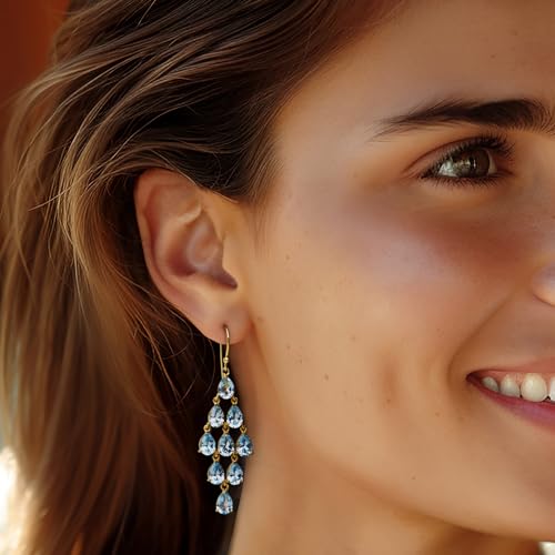 Image of Ross-Simons Gemstone Chandelier Earrings in 18kt Gold Over Sterling