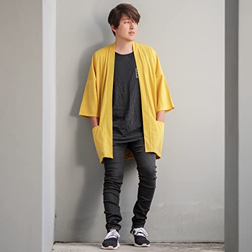Image of Men's Long Oversized Kimono Cardigan Noragi Japan Jacket Haori Man Yukata Coat