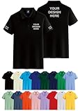 Custom Polo Shirt Add Text/Photo for Men/Women on Front Back and Sleeves-Personalized Golf Tee Print or Embroidered Black