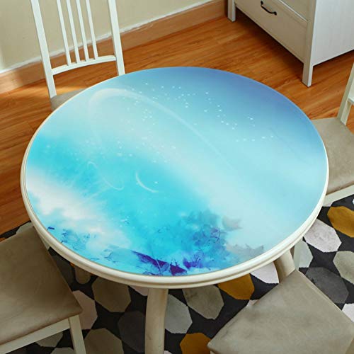 Nappe bleue en PVC pour table basse lors des repas de famille
