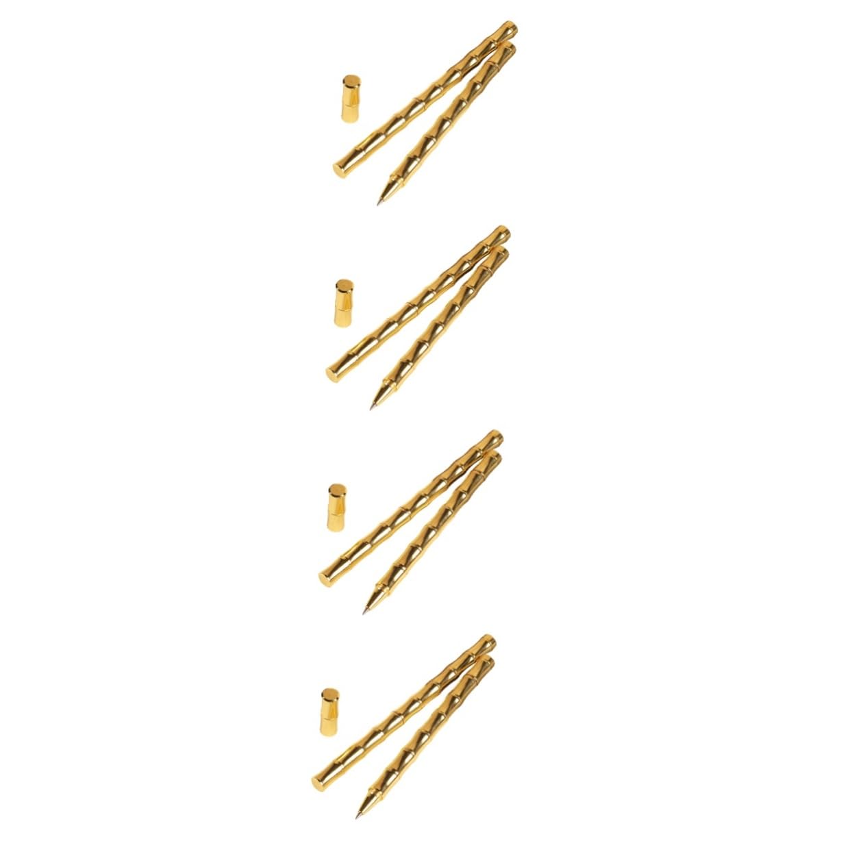4 Ensembles Stylo Signature Neutre En Bambou Stylo À Bille Décoratif Stylos D'affaires Créatifs Fournitures De Bureau Laiton Golden 2 Pièces * 4