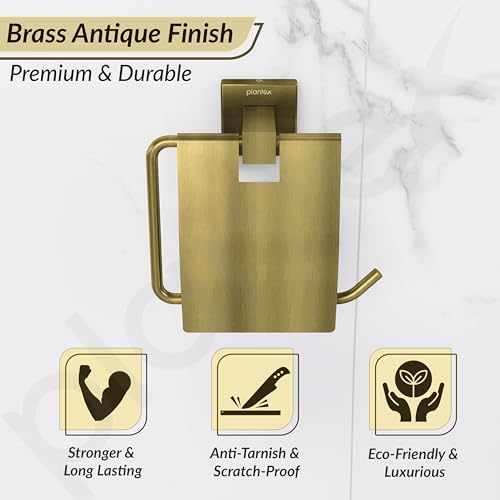 Image of Plantex Stainless Steel Toilet Paper Holder /Toilet Roll Holder for Bathroom /Tissue Paper Holder /Bathroom Accessories - Aqua (Brass Antique)